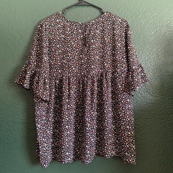 LOFT Women’s Vine Ruffle Cuff Blouse Size XL - Picture 3 of 5